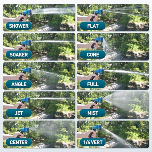 Besiter Garden Hose Nozzle Sprayer 10 Watering Patterns Spray Nozzles Heavy Duty Hose Head Lightweight Hose Attachment Blue - color: Blue