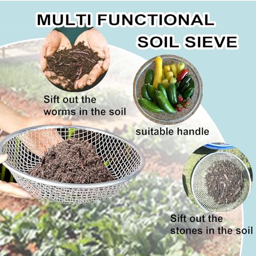17''Soil Sifter for Gardening, Heavy Duty Rock Sifter,Fits Wheelbarrow Compost Sifter Dirt Sifter,Captures Dirt Rocks Sawdust - color: 2PCS Large 17''