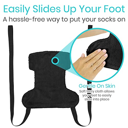 Vive Flexible Sock Aid for Putting on Socks - Extra Wide Sock Puller | Seniors - Soft, Flexible Sock Assist Device for Elderly - Sock Donner & Sock Helper Tool - Easy On & Easy Sock Help Device