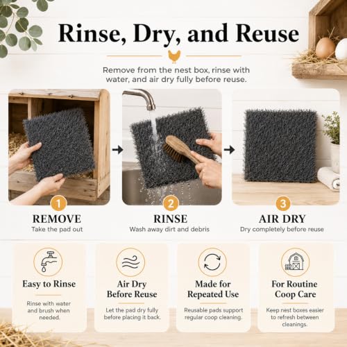 Chicken Nesting Pads, 12x12 Washable Artificial Grass Mat for Chicken Coop, Reusable Pet Garden Turf with Rubber Backing (8 PCS Gray) - color: 8 PCS Gray