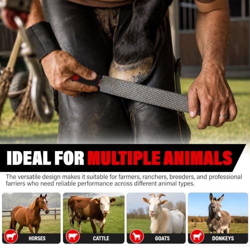 BuleVina 3Pcs Horseshoe File Handle 4.8'', Hoof Farrier Rasp for Horses, Ergonomic Plastic Non‑Slip Handle with 0.5'' Socket Dia for 0.5" x 0.27" File Universal Repair Horseshoe