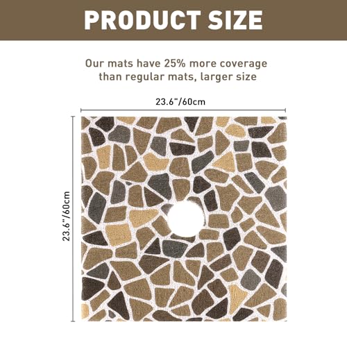 Square Shower Mat Non Slip: 24 x 24 Inch Extra Large Shower Mats with Drain Hole in Middle - PVC Loofah Anti Slip Shower Floor Matt for Inside Shower - color: Coffee Cobblestone, size: 24" x 24" (Square)