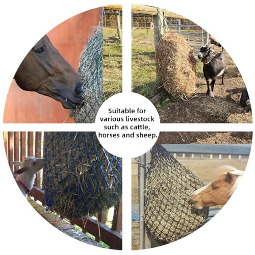 Slow Feed Hay Net 40 Inch for Horses, Cattle & Livestock – Small Hole (1.5"-2") Round Bale Feeder Bag, Reduces Waste & Supports Digestive Health