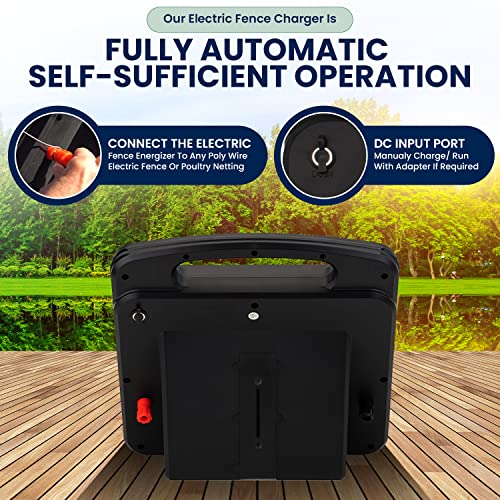 My Animal Command Solar Power Electric Fence Energizer Charger 0.5 Joules | Lithium Ion Battery, Containment, Protection, Livestock, Pet, Horses, Cattle, Sheep, Earthing rod included - size: MAC6ML 0.5 Joules