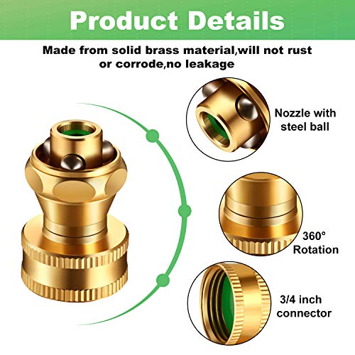 Hotop 3 Pack Big Shot Brass Hose Nozzle Adjustable Twist,3/4 Inch | Threaded Connector for Garden Hose, Heavy Duty Metal, Adjustable Spray Patterns, Leak Proof Seal, For Lawn Yard Watering - size: 3/4inch