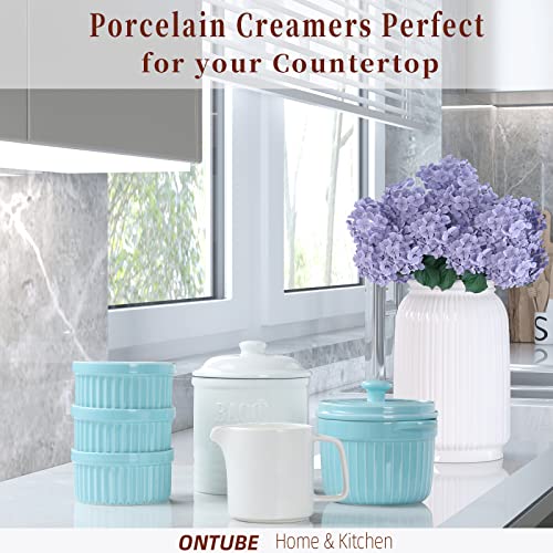 ONTUBE Ceramics Creamer,Porcelain Coffee Milk Creamer Pitcher with Handle for Home and Kitchen - 10 oz (White) | With Handle, For Home and Kitchen