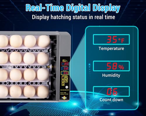 Gpeng Egg Incubator, 24 Eggs Incubator with Digital Display, Auto Egg-Turning, Auto Temperature Control, for Hatching Chicken Goose Pigeon Quail Duck