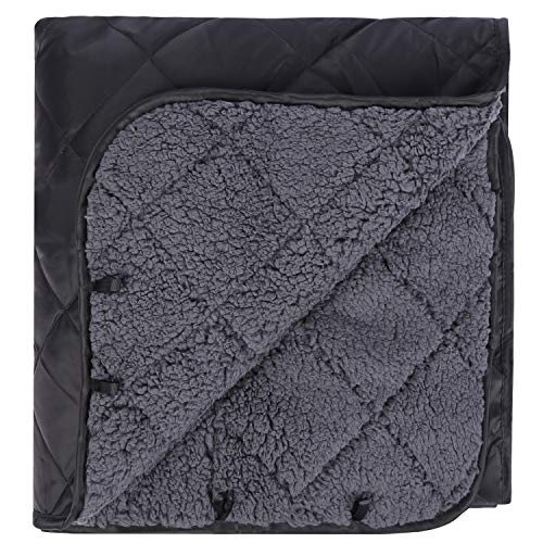 REDCAMP Large Camping Blanket with Sherpa Lining, Black 79"x59" | Cold Weather Warm Thick Outdoor Blanket Comfy Foldable & Windproof for Camping Stadium,Car,Picnics,Pet,Trip,Machine Washable - color: 59"x 79" Black