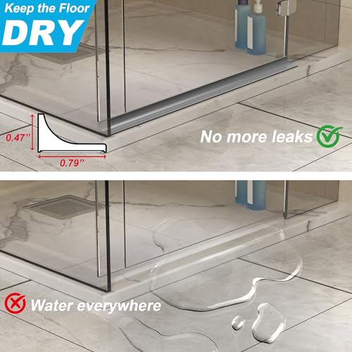67Inch Shower Threshold Water Dam, Self-Adhesive Silicone Shower Barrier Water Stopper Shower Door Bottom Seal Strip Shower Splash Guard for Bathroom Kitchen Bathtub - color: Gray, style: 67 inch