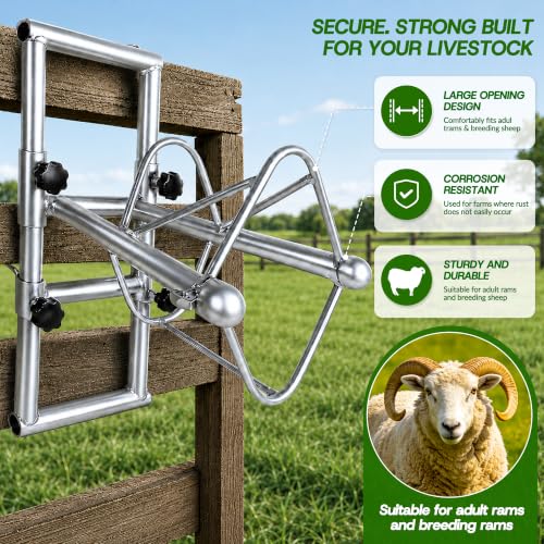 Sturdy Goat & Sheep Stand – Portable Livestock Stand with Bottom Hook, Adjustable Height for Milking, Shearing, Hoof Trimming & Grooming, Fence Mount for Farm & Ranch