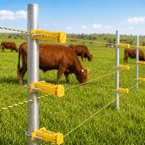 Tondiamo 48 Pcs Tube Post Insulator, Electric Chain Link Fence T Post Extender Insulators for Square Round Pipe Tubing Wire Vinyl Picket Fence (Yellow) | Extender Insulators for Square Round Pipe Tubing Wire Vinyl Picket Fence - style: Yellow