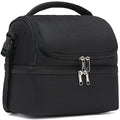 FlowFly Double Decker Cooler Insulated Lunch Bag Large Tote for Boys, Girls, Men, Women, With Adjustable Strap,Black - color: Black