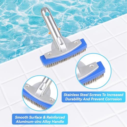 5" Stainless Steel Pool Brush, Heavy Duty for Concrete Pools | Durable wire bristle brush head for deep cleaning walls & floors. Removes tough buildup safely - size: 5 inch