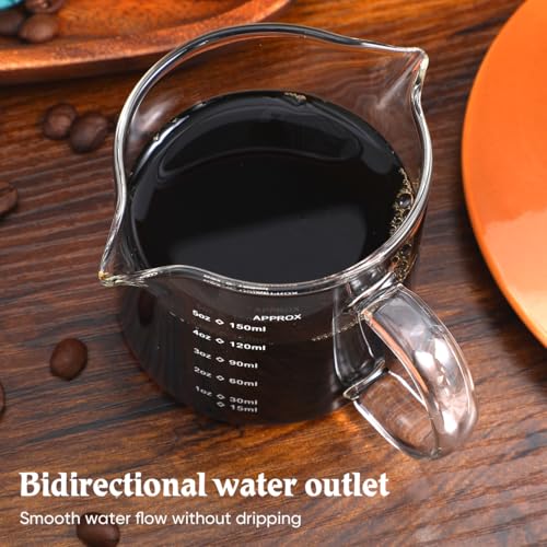 Luxshiny Transparent Milk Cup Multi-Function Creamer Pitcher Measuring Cup with Spout for Coffee Tea Milk Pudding Household Kitchen Accessory 3.93 X 2.75 X 2.55 in