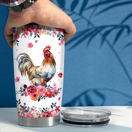 SANDJEST Chicken Tumbler - 20oz Stainless Steel Insulated Coffee Travel Mug Cup Gifts for Women, Girls & Teens for Birthday & Christmas - color: Chicken