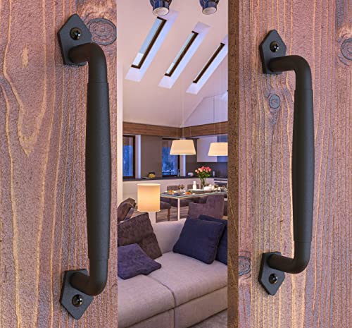 2-Pack 10 Inch Diamond Tapered Barn Door Handle - Black Cast Iron Pull for Sliding Doors, Gates, Sheds, Fences, Closets - Indoor Outdoor Farmhouse Hardware - size: 10" - 2 Pack, style: Diamond Tapered