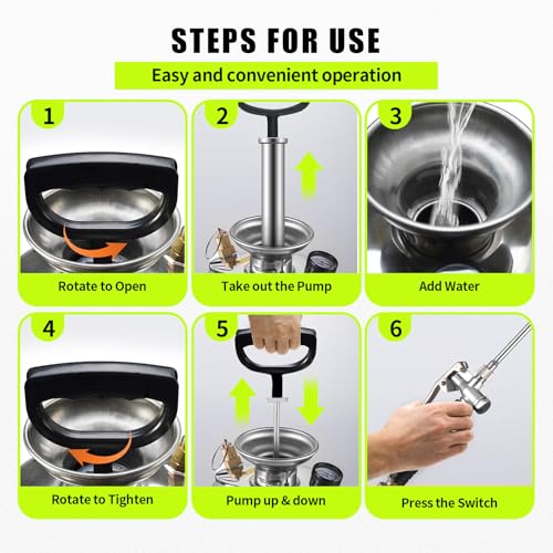 1.5 Gallon Stainless Steel Pump Sprayer with 20" All-Steel Wand & 4FT Reinforced Hose for Lawn Care, Weed Treatment & Pest Control, Includes Viton & EPDM Seals, Gloves - size: 1.5G/6L