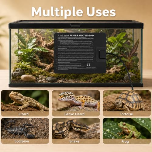 Aiicioo Reptile Heating Pad - Hermit Crab Heater Heat Mat for Reptiles Snake Lizard Terrarium 8 Watt (Pack of 4) - size: 6" X 8"(8W) (Pack of 4)