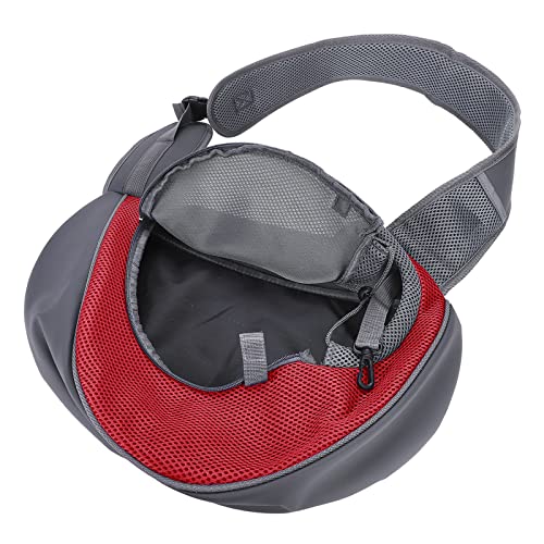 Dog Pet Sling Carrier Puppy Cat Sling Mesh Carrying Bag Adjustable Strap Breathble Small Dog Cat Satchel Carrier Hand Free Safe Front Backpack Soft Foldable Pet Purse Pouch Travel Outdoor - color: Red