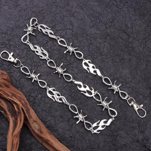 Pants Chains Layer Metal Chain Waist Wallet Keychain Jeans Chains for Men Women Daily Wear - color: Flame Chain
