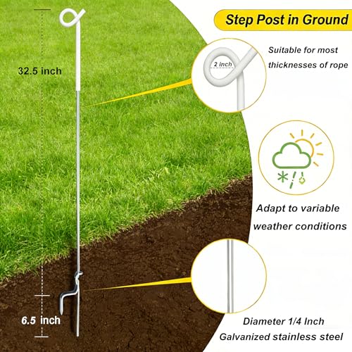 10 Pack 39 Inches White Heavy Duty Step in Fence Post Pig Tail Electric Fencing Post Temporary Metal Fence Stakes for Garden Electric Fencing and Yard Protection - color: White