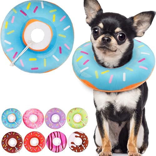 Cat Cone Collar Soft, Cute Cat Donut Collar After Surgery, Adjustable Kitten Recovery Cones to Stop Licking, Lightweight Neck Elizabethan Collars for Cats Kittens (Blue, Large) - color: Blue, size: Large
