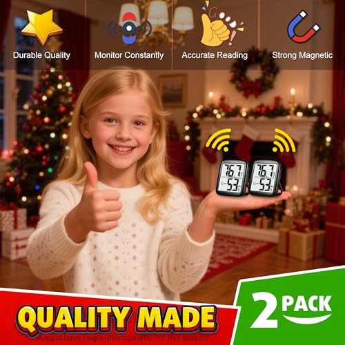 Antonki 2 Pack Room Thermometer Indoor Hygrometer | Monitor Temperature & Humidity, Accurate, Fast Read, Easy To View, Magnetic/Kickstand/Hanging, ℉/℃, w/ Battery, Compact - color: 2 Pcs * Classic Black ( 97%+ Choice )