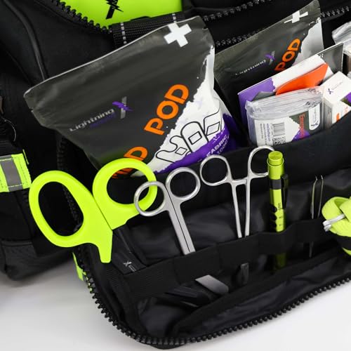 Lightning X Stocked X-Large Modular EMT Medic Trauma Bag w/Emergency Medical Fill Kit Supplies (Black) - color: Black