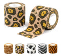 Premium Pet Vet Wrap — Non-Stick to Fur Self Adherent Bandage Wrap for Dogs, Cats & Horses, Breathable Cohesive Tape for Wounds, Paws & Legs, Animal Print Design - Pack of 2 - color: Leopard Print