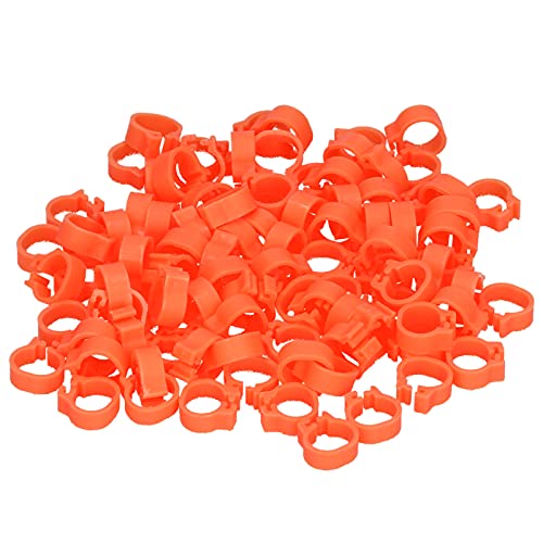 Omabeta 100PCS Reusable 8mm Pigeons Identification Leg Rings for Easy Dovecot Management and Marking, Lightweight Plastic Bands for Poultry Supplies (Orange) - color: Orange