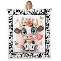 Cartoon Cow Kids Throw Blanket,Rustic Farm Animal Cow Skin Print Bed Blanket for Girls Women,Butterfly Love Heart Dreamy Fleece Blanket,Black White Fuzzy Blanket,Twin Size (60 x 80 Inches) - color: Black White, size: Twin