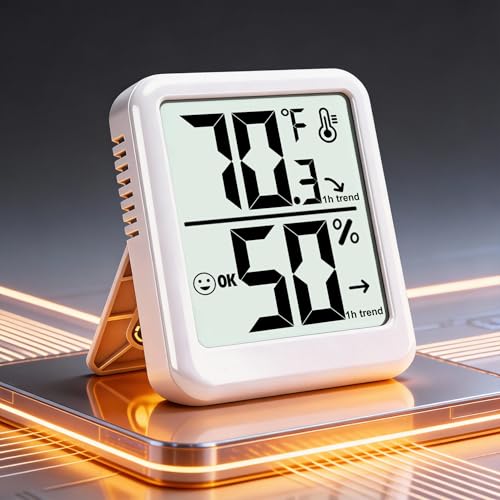 2 Pack Room Thermometer Indoor Hygrometer Digital Humidity Meter | Accurate Sensor, Fast Refresh, Big Digits, Easy to View, ℉/℃, w/ AAA Battery, Compact for Home, Office, Pet, Plant - color: White - Upgraded Version, size: 2 - Pack