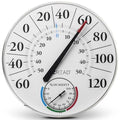 EZREAD Hanging Dial Thermometer 840-1212 Weather Thermometers for Indoor and Outdoor Use, Large 12.5 Inch Diameter, Easy to Read Numbers, Basic White Dial/Hygrometer - color: White