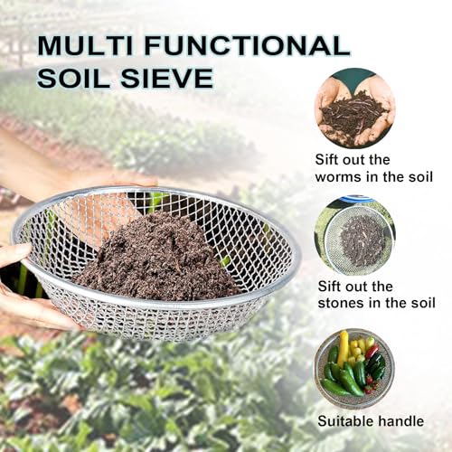 3/8 Inch Soil Sifter for Gardening, Rock Sifter for 5Gallon Bucket,Compost Sifter Dirt Sifter,Captures Dirt Rocks Sawdust - color: 3/8 Inch