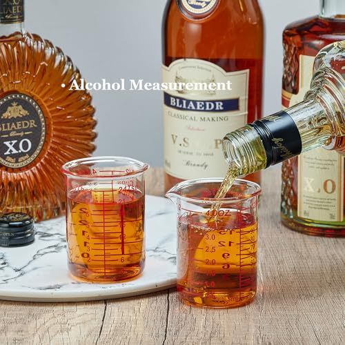 Ackers BORO3.3 4 oz/120 ml Glass Measuring Cup with V-Shaped Spout, 1 Count | 3.3 borosilicate glass with a wide opening and five printed measurement units for small-batch cooking, baking and drink prep - size: 120 ML (4 Oz)-SINGLE