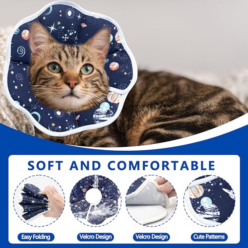 Soft Adjustable Cat Cone Collar, Comfortable Cat Recovery Collar - color: Dark Blue, size: X-Small