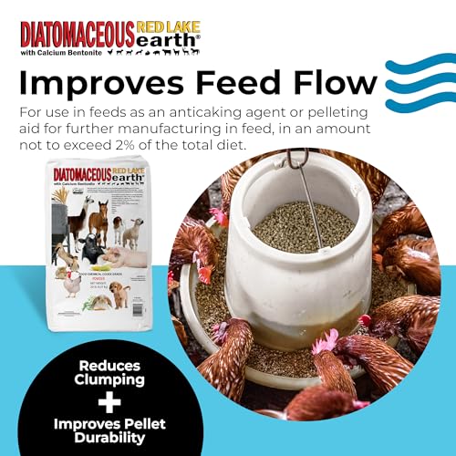 Red Lake Earth Animal Feed Additive, 20lbs (Pack of 2) - Natural Diatomaceous Earth with Calcium Bentonite for Livestock - Prevents Caking, Improves Feed Flow & Maintains Fresh Feed - size: 20lbs - 2 Pack