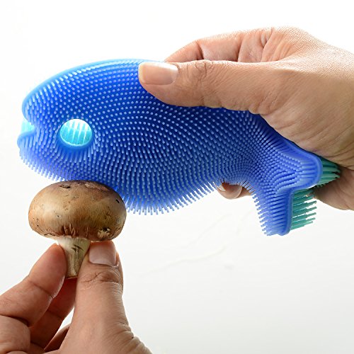 Norpro Fish Silicone Dish Brush - color: Blue (Fish)