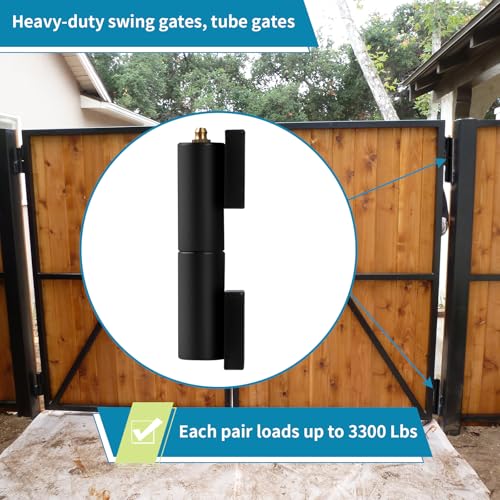 Skelang 5" Gate Hinges, Heavy Duty Barrel Gate Hardware, Weld-on Mount for Swing Gate, Trailer Lift Gate, Tube Gate, Total Load Capacity 3300 Lbs, 2 Sets - size: 5 Inch