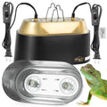 Dual Reptile Light Fixture with Switches, High Reflection Dome Reptile Heat Lamp Fixture, Terrarium UVB Basking Bulb Fixture for Reptiles Bearded Dragon Snake Tortoise, Max 150W Each - size: 12.6IN 150W