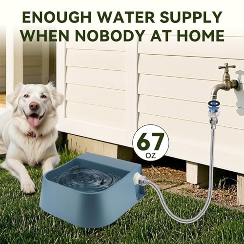 LESYPET Dog Automatic Water Dispenser with Hose, 68 oz Outdoor Dog Drinking Water Bowl for Chicken Livestock, Auto Filling Waterer for Pets & Livestock - size: 68 oz - Bowl with Hose