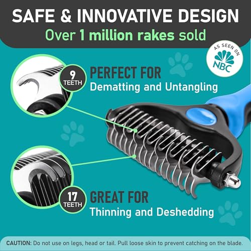 Maxpower Planet Pet Grooming Rake and Mini Pet Hair Remover Tool, Undercoat Rake for Dogs & Hair Remover for Car Carpet, Cat Fur Removal and Double-Sided Deshedding Dematting Tool for Dogs and Cats - color: D - Rake & Remover, size: Large
