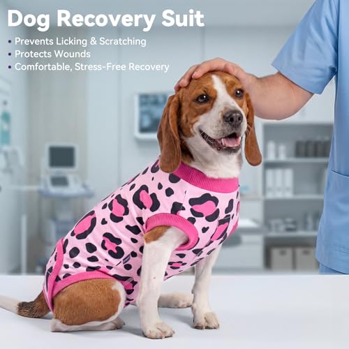 cyeollo Dog Surgery Recovery Suit, Spay Neuter Onesie for Female Male Dogs | Prevents Licking, Cone Alternative, After Spay & Neuter, Protects Surgical Wounds, Easy Potty Access, 4-Way Stretch - color: 4# Leopard, size: X-Small (Back: 9"-11")