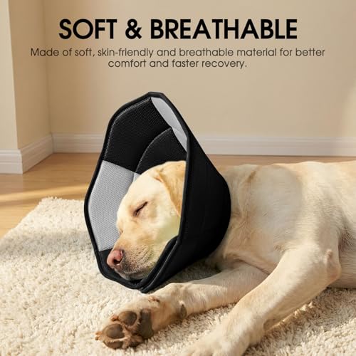 Soft Cone, Large Dog Cone Alternative for Recovery, Black - color: Black, size: Large