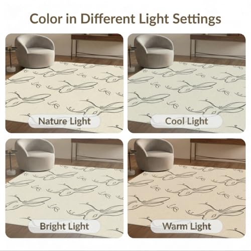 8'x10' Washable Abstract Rabbit Large Rug, Black Non-Shedding Pet Friendly Carpet for King Size Bedroom, Master Suite, Under Bed, Foldable Easy Care Mat | Ref:1969476 - color: Beige/Pattern 12, size: 8' x 10' (Rectangular)