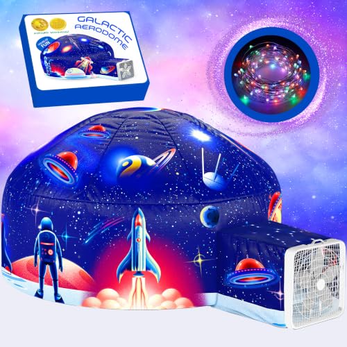 W&O Galactic Inflatable Fort with LED Lights - Fan Not Included | Galactic Aerodome with LED Lights, Inflates in Seconds, Easy Entry/Exit & Immersive Astronaut Play. Great Gift, Ages 3-12 - color: Galactic Aerodome