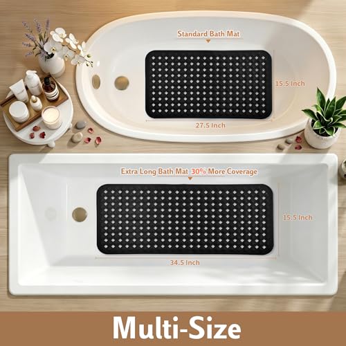 Yimobra Bathtub Mat Non Slip, Shower Mat with Strong Suction Cups & Drain Holes, 28"X16", Anti Slip Bath Tub Mat for Inside Shower, Machine Washable Fast Drying, Bathroom Essentials, Black - color: Black, size: 27.5 X 15.5 Inch