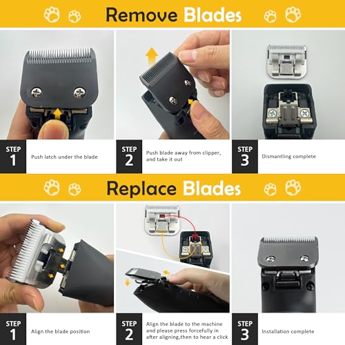 Detachable Steel Pet Dog Clipper Blades, Size-4F, Compatible with Andis Cut Length 3/8" - size: 4F: 3/8" (9.5mm) Black