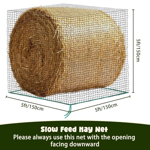 5x5ft Bolded Hay Net for Horses – Heavy-Duty Slow Feeder | Knotless 2-Inch Mesh Slows Intake, Slashes Hay Waste – Great For Barns, Farms & Home