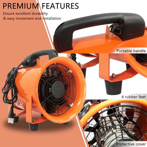 Utility Blower Fan 12 Inch Portable Axial Exhaust Fan 790W/7A 2300CFM High Velocity Ventilator with 32FT Duct Hose for Exhausting & Ventilating at Home and Job Site - size: 12 Inch